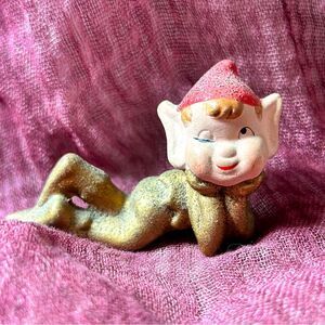 Vintage Japan Ceramic Christmas Gold Elf Pixie